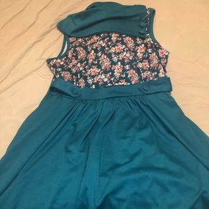 Dark Teal 1X ModCloth Sleeveless Dress Floral